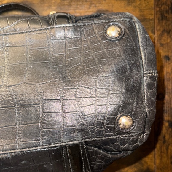 Coach Black Croc-Embossed Leather Bag - Picture 6 of 7
